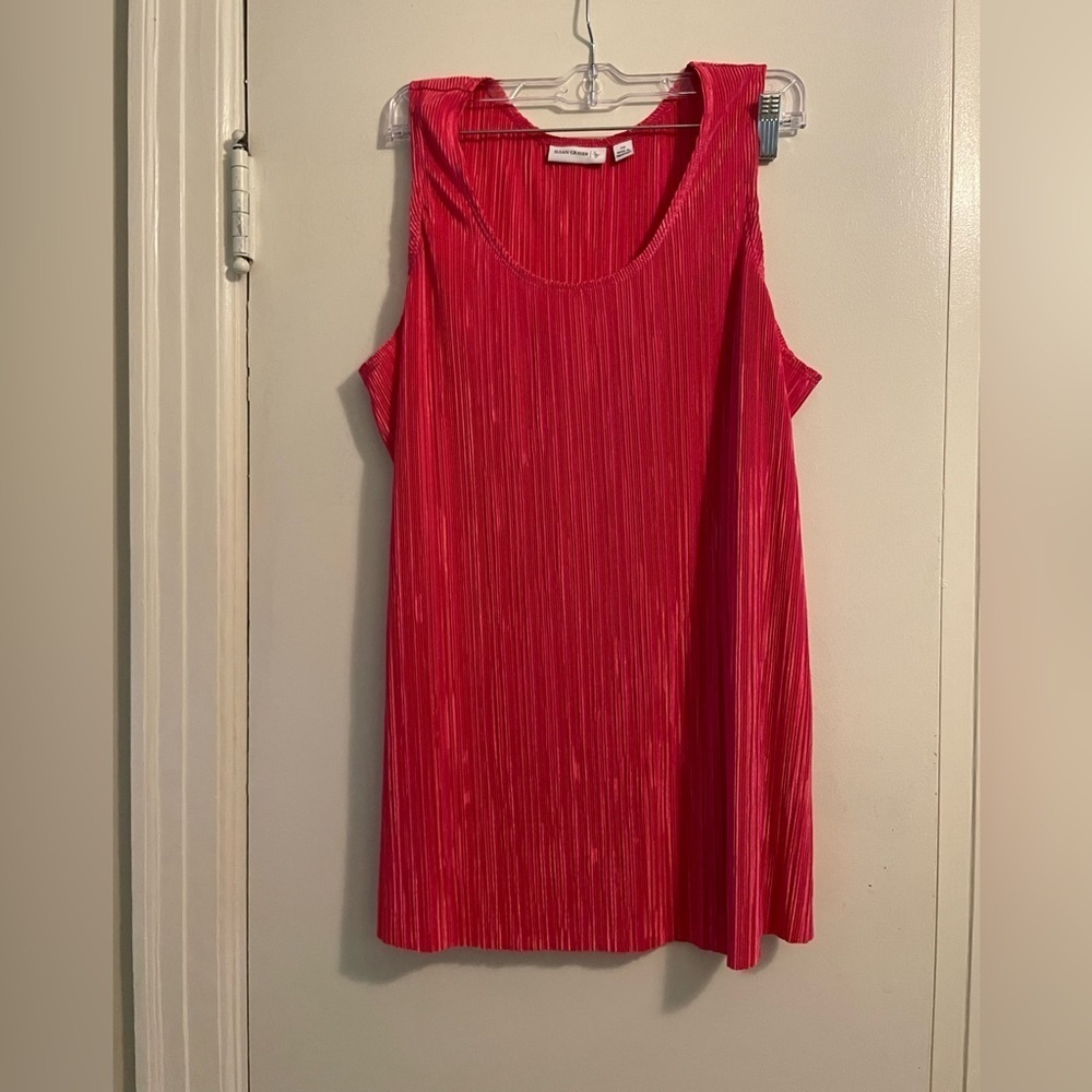 Susan Graver Bright Pink Lightweight Crinkle Tank Top Blouse Size 2X